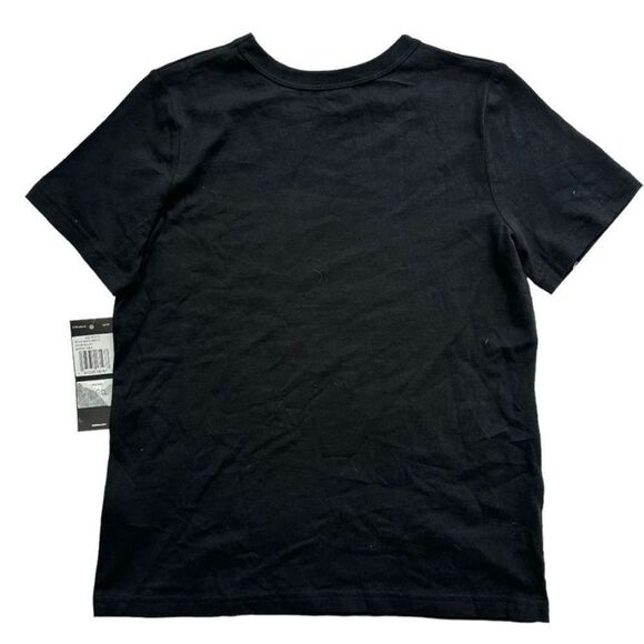 Adidas Kids Black T-Shirt with Gold Logo Girls Short Sleeve Graphic Logo Tee - Picture 2 of 5